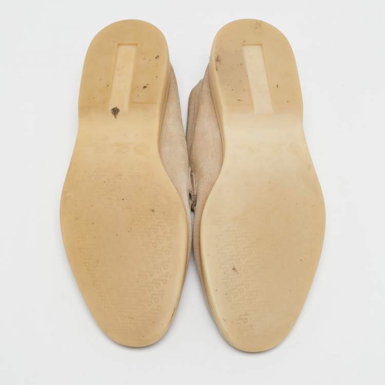 Pre Owned Loro Piana Beige Suede Summer Charms Walk Loafers Size 36.5