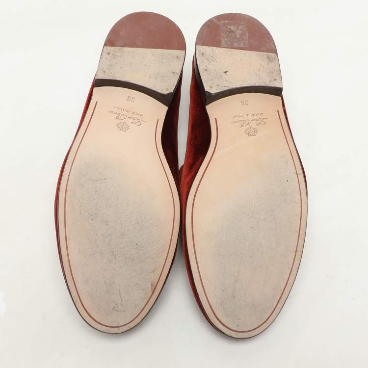 Pre Owned Loro Piana Kummel Velvet Venice Smoking Slippers 36
