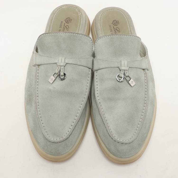 Pre Owned Loro Piana Eucalyptus Suede Summer Charms Walk Mules Size 37