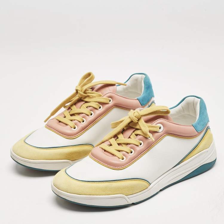 Pre Owned Loro Piana Multicolor Leather and Suede Play Sneakers Size 38