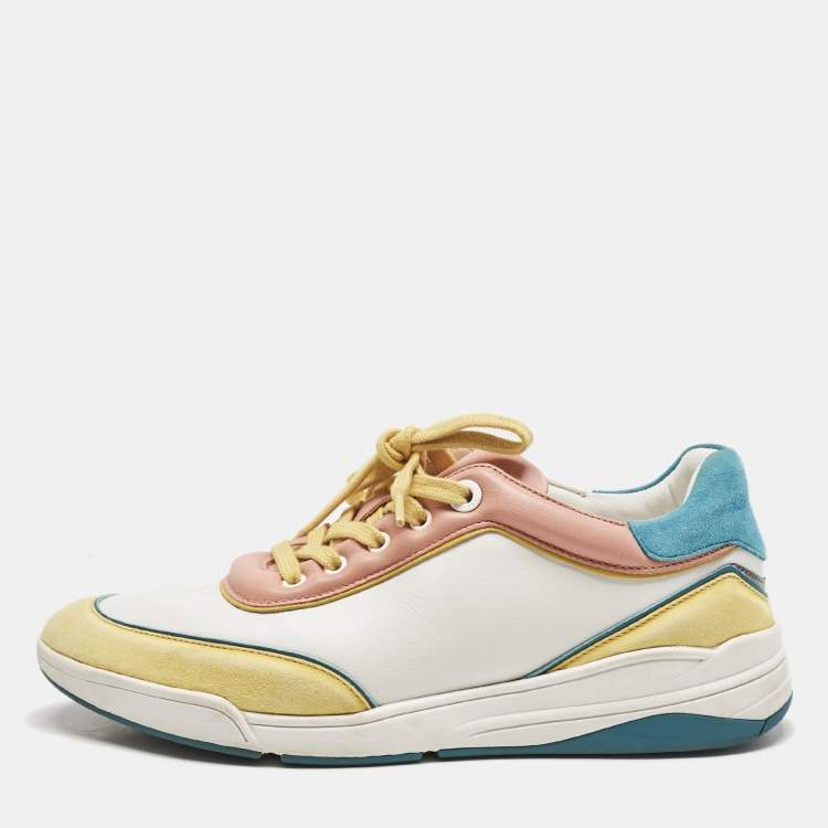 Pre Owned Loro Piana Multicolor Leather and Suede Play Sneakers Size 38