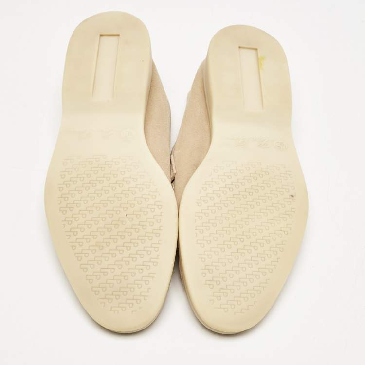 Pre Owned Loro Piana Beige Suede Summer Charms Walk Loafers Size 38