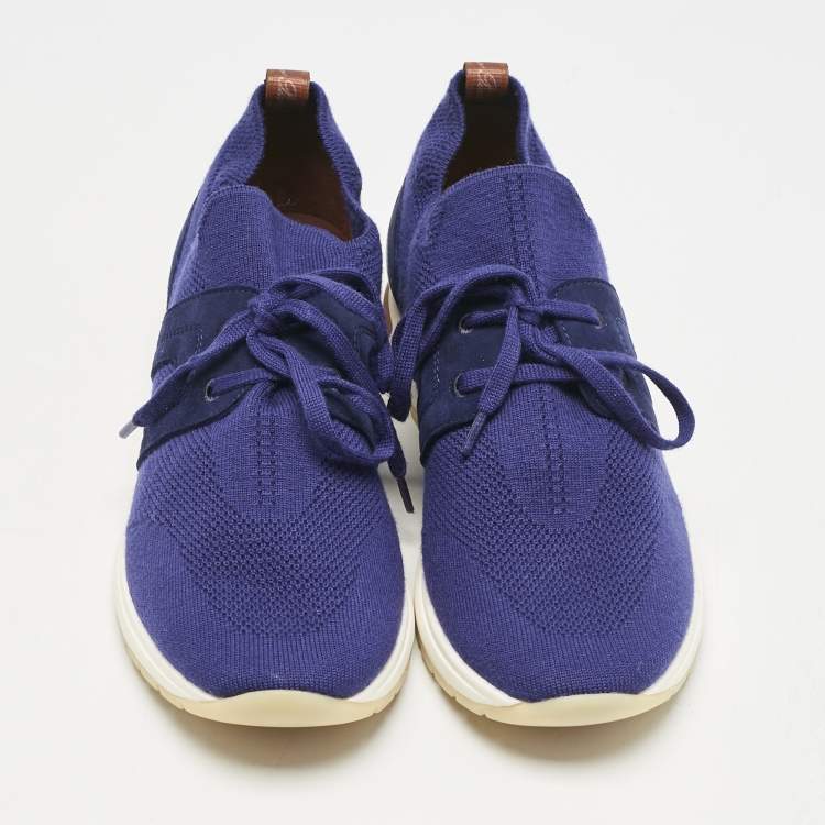 Pre Owned Loro Piana Blue Knit Fabric 360 LP Flexy Walk Low Top Sneakers Size 39