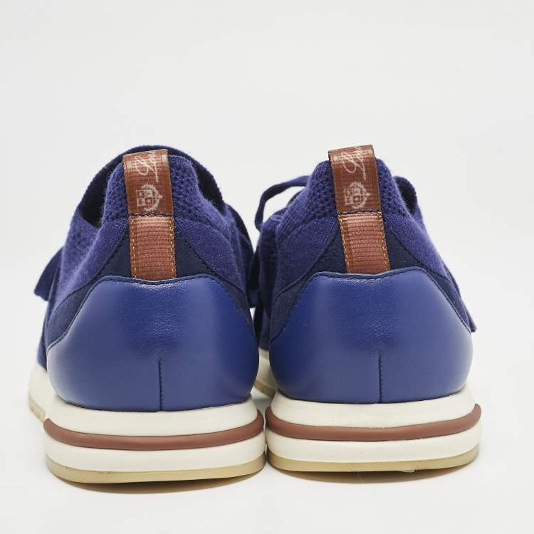 Pre Owned Loro Piana Blue Knit Fabric 360 LP Flexy Walk Low Top Sneakers Size 39