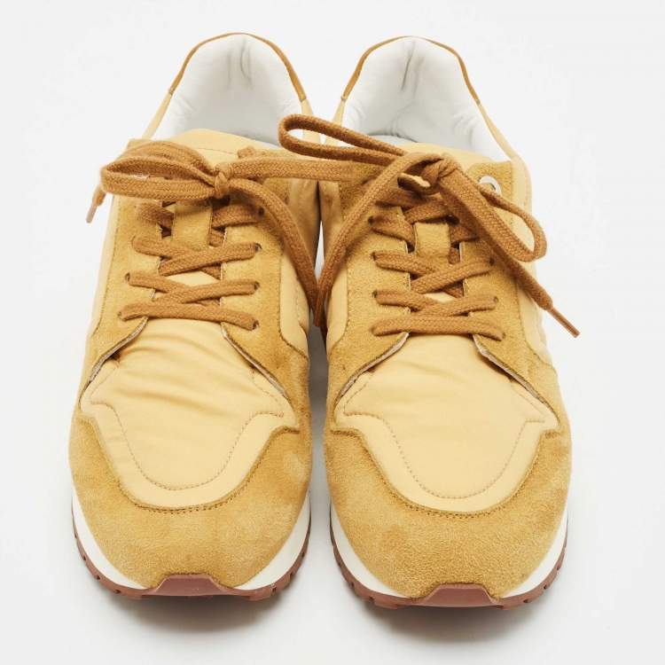 Pre Owned Loro Piana Gold Leather and Nylon My Wind Lace Up Sneakers Size 37
