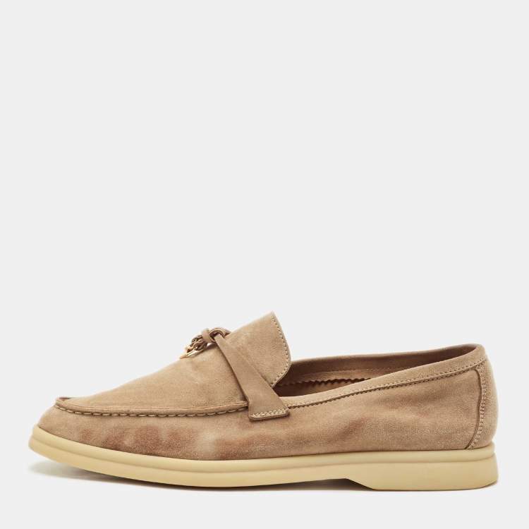 Pre Owned Loro Piana Brown Suede Summer Charms Walk Loafers Size 40.5