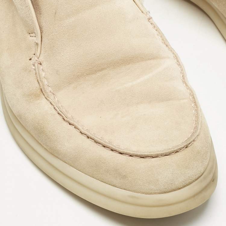 Pre Owned Loro Piana Beige Suede Summer Open Walk Loafers Size 37
