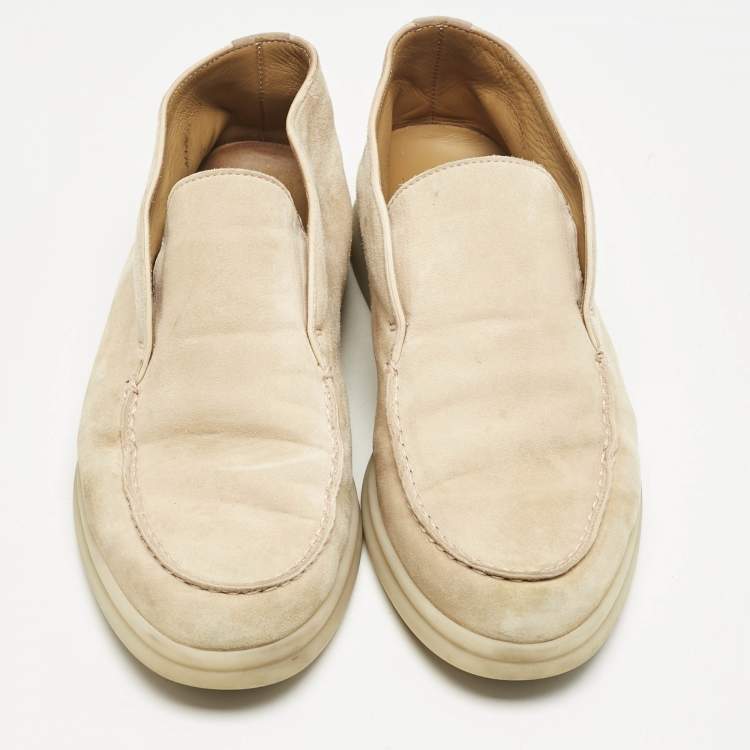 Pre Owned Loro Piana Beige Suede Summer Open Walk Loafers Size 37