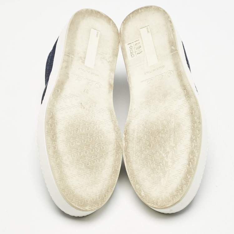 Pre Owned Loro Piana Navy Blue Denim Slip On Sneakers Size 37