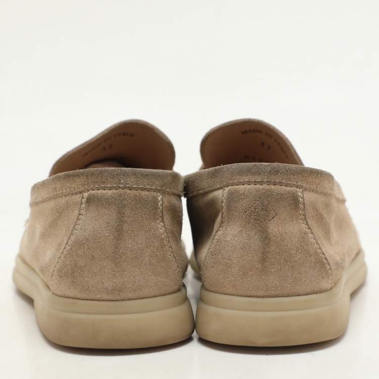 Pre Owned Loro Piana Beige Suede Summer Charms Walk Loafers Size 37