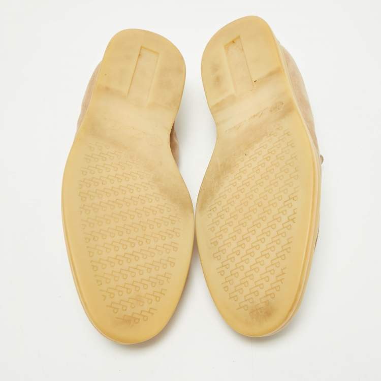 Pre Owned Loro Piana Beige Suede Summer Walk Loafers Size 36.5