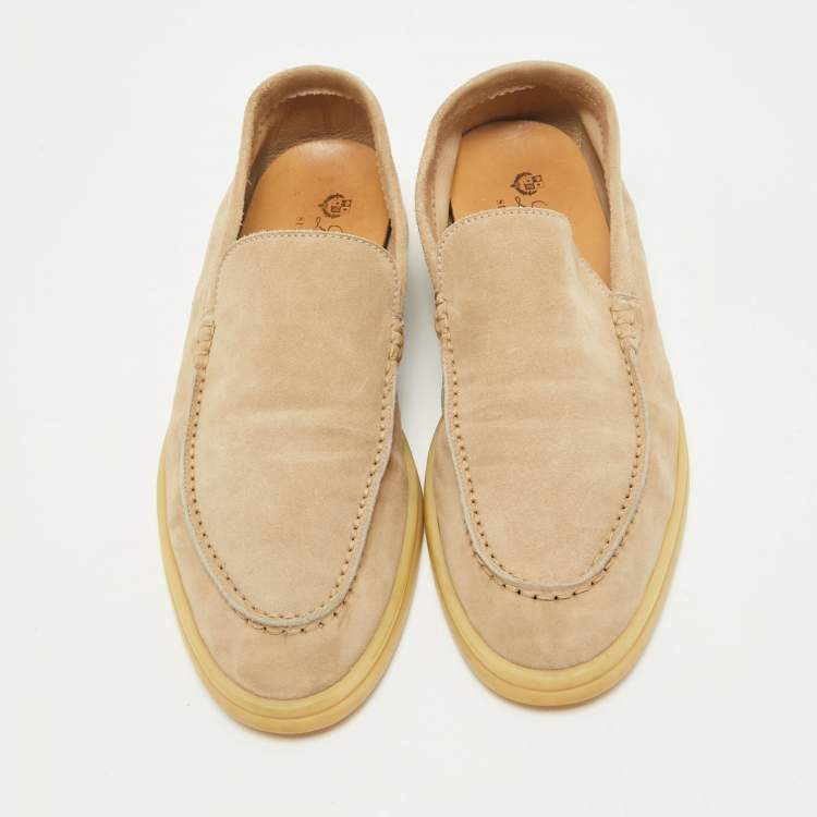 Pre Owned Loro Piana Beige Suede Summer Walk Loafers Size 36.5