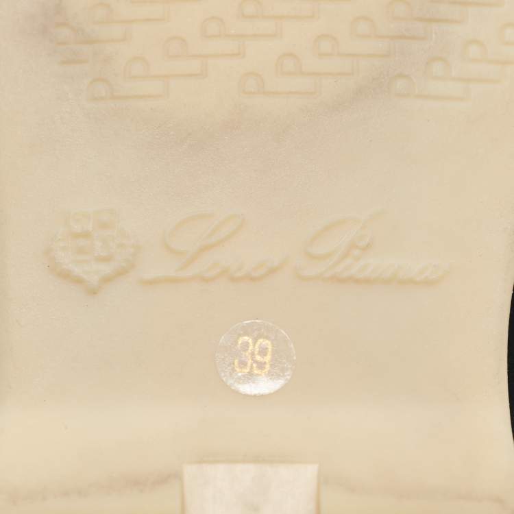 Pre Owned Loro Piana Navy Blue Suede Babouche Charms Walk Mules Size 39