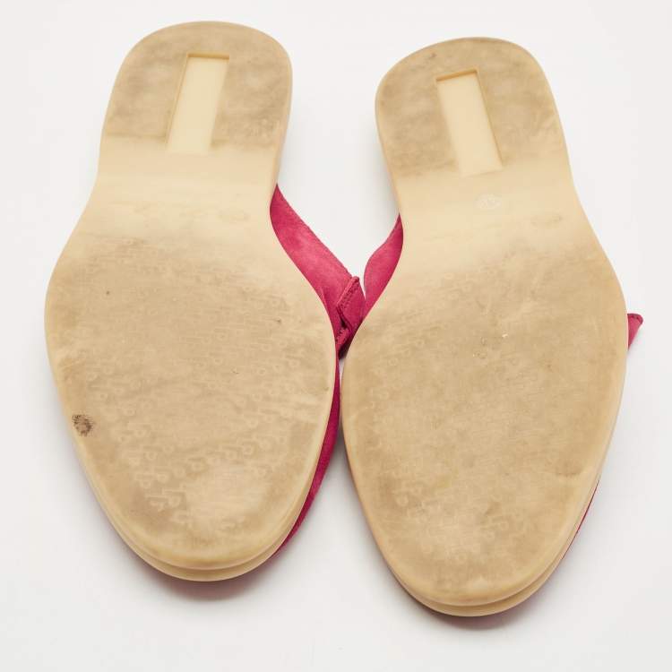Pre Owned Loro Piana Fuchsia Suede Babouche Charms Walk Flat Mules Size 41
