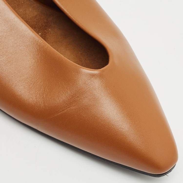 Pre Owned Loro Piana Brown Leather Rebecca Ballet Flats Size 37