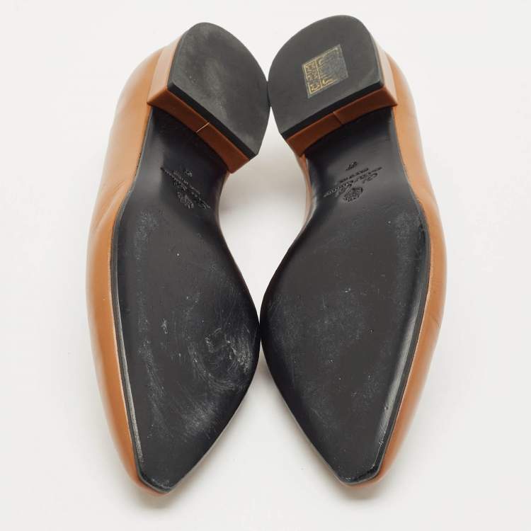 Pre Owned Loro Piana Brown Leather Rebecca Ballet Flats Size 37