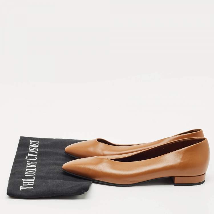 Pre Owned Loro Piana Brown Leather Rebecca Ballet Flats Size 37