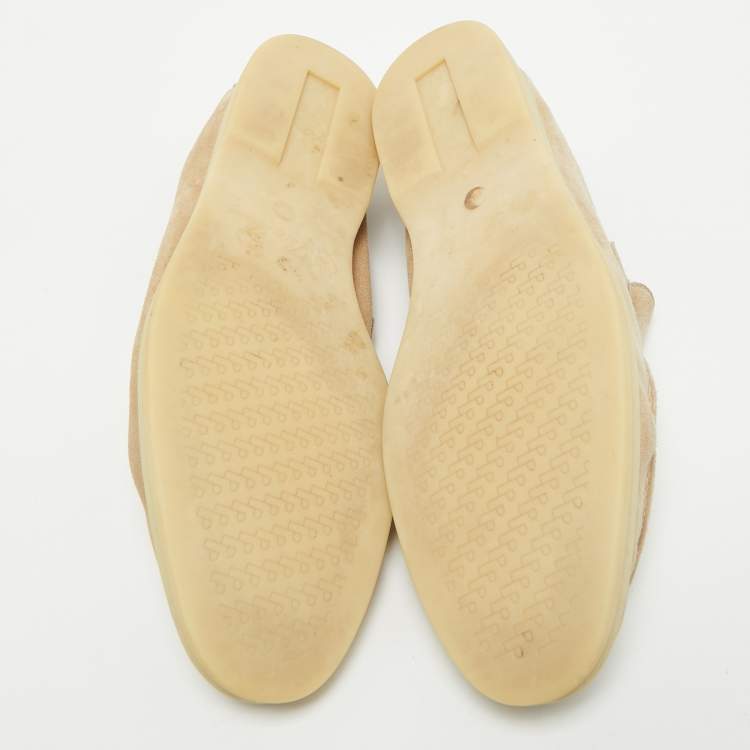 Pre Owned Loro Piana Beige Suede Summer Charms Walk Loafers Size 40.5