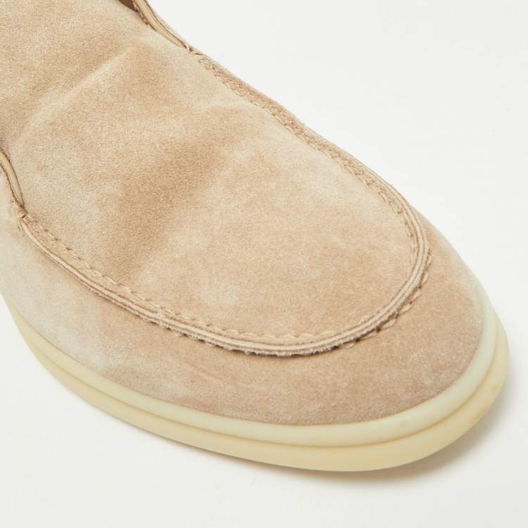 Pre Owned Loro Piana Beige Suede Open Walk Ankle Length Boots Size 38