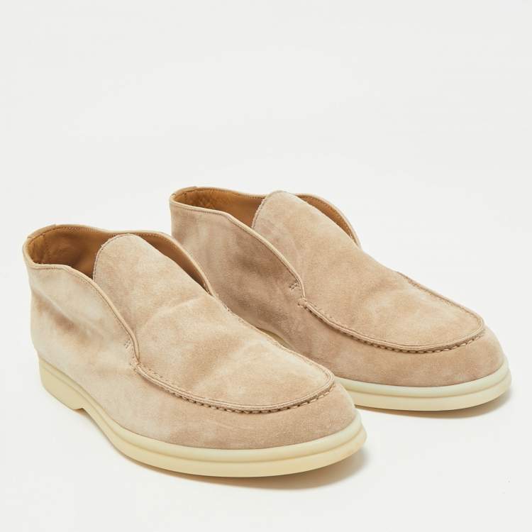 Pre Owned Loro Piana Beige Suede Open Walk Ankle Length Boots Size 38