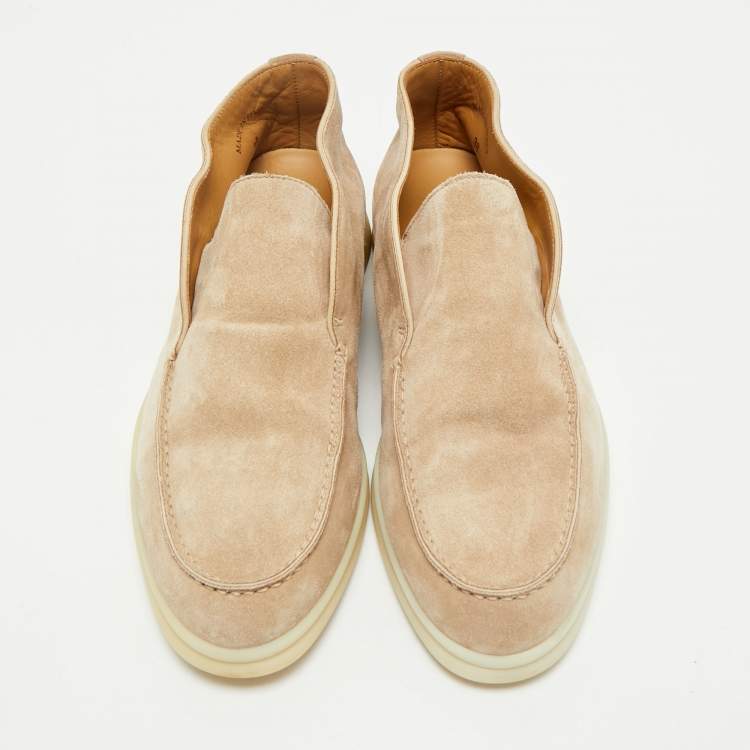 Pre Owned Loro Piana Beige Suede Open Walk Ankle Length Boots Size 38
