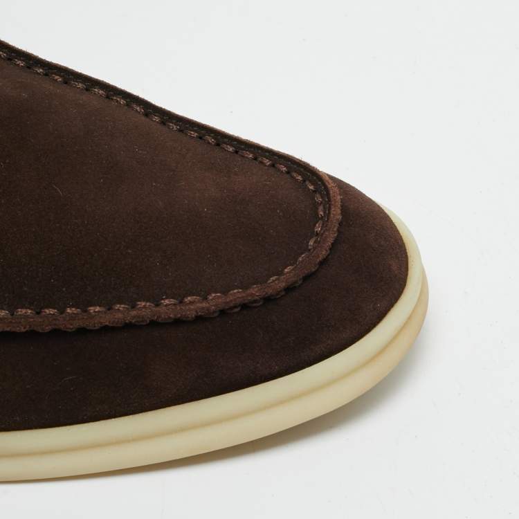 مملوكة مسبقًا Loro Piana Brown Suede Summer Charms Walk Loafers Size 39