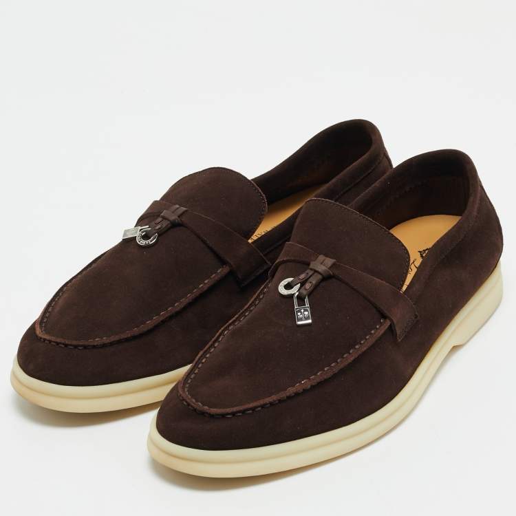مملوكة مسبقًا Loro Piana Brown Suede Summer Charms Walk Loafers Size 39