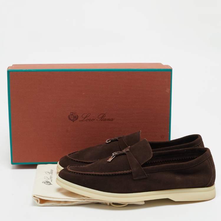مملوكة مسبقًا Loro Piana Brown Suede Summer Charms Walk Loafers Size 39