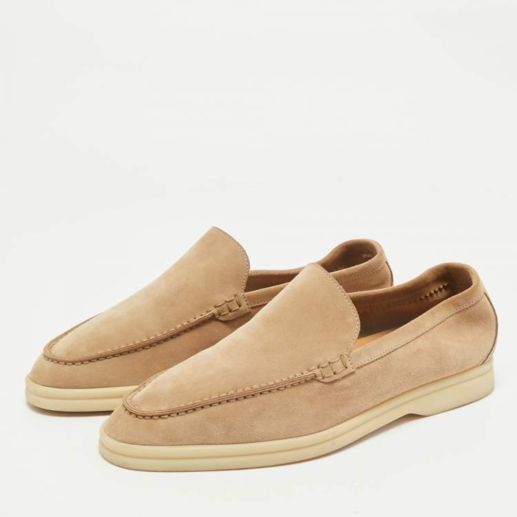 Pre Owned Loro Piana Beige Suede Summer Charms Walk Loafers Size 39