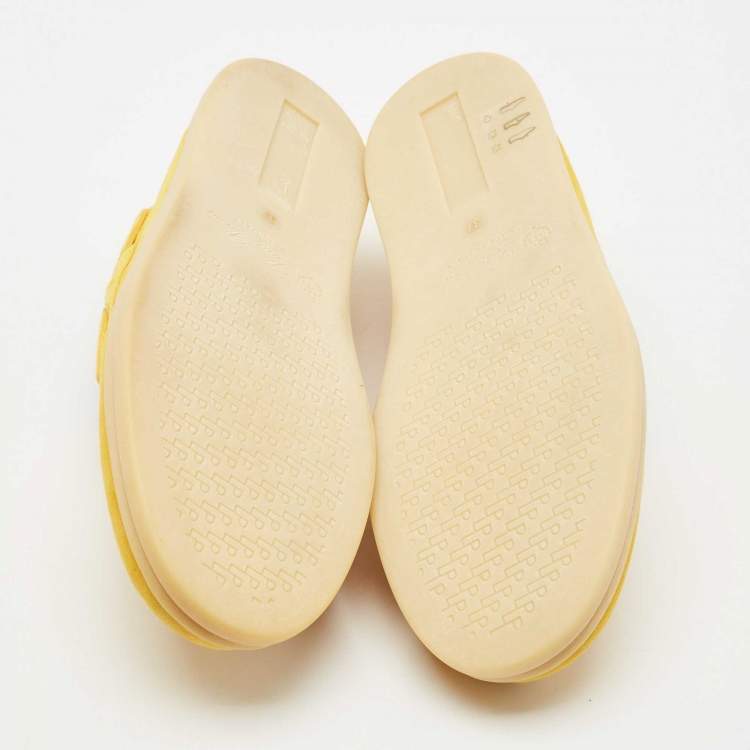 Pre Owned Loro Piana Yellow Suede Sea Sail Walk Loafers Size 37