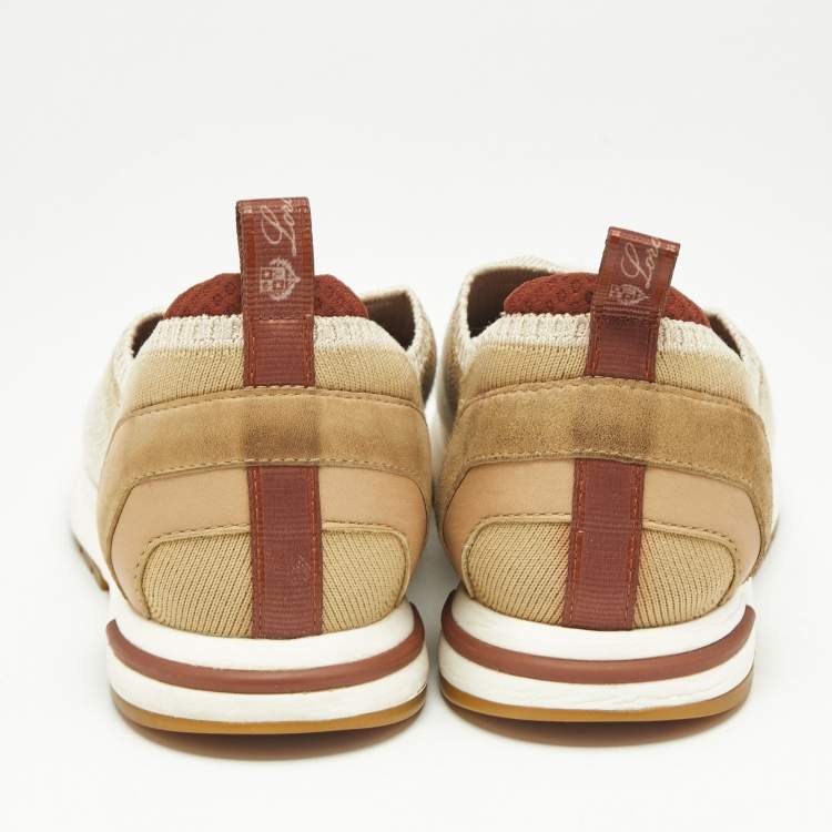 Pre Owned Loro Piana Beige/Cream Suede and Fabric 360 LP Flexy Walk Low Top Sneakers Size 36