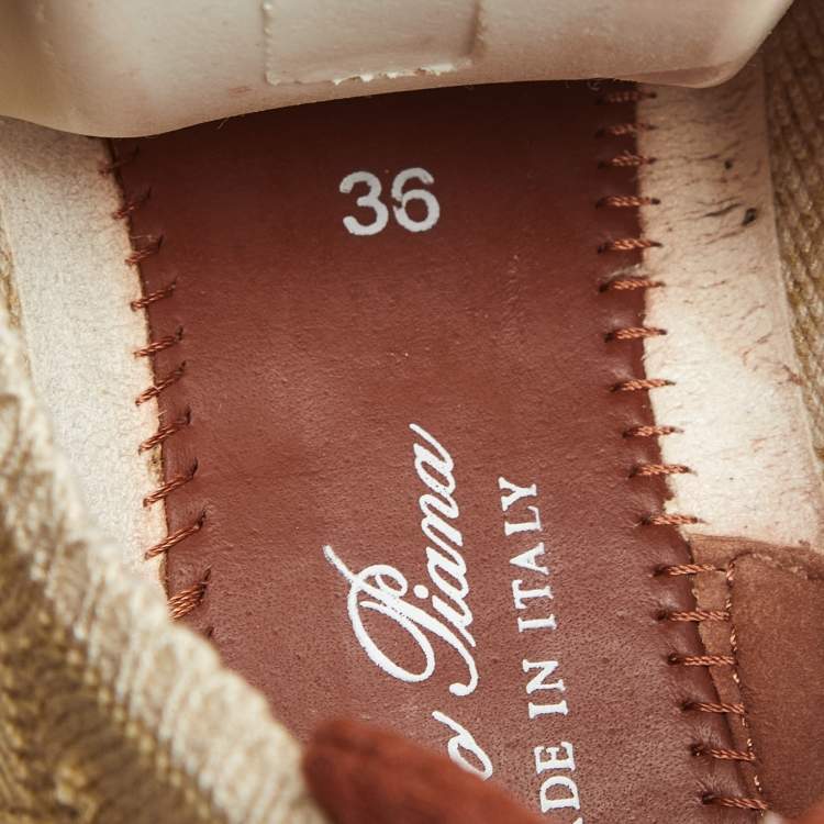 Pre Owned Loro Piana Beige/Cream Suede and Fabric 360 LP Flexy Walk Low Top Sneakers Size 36