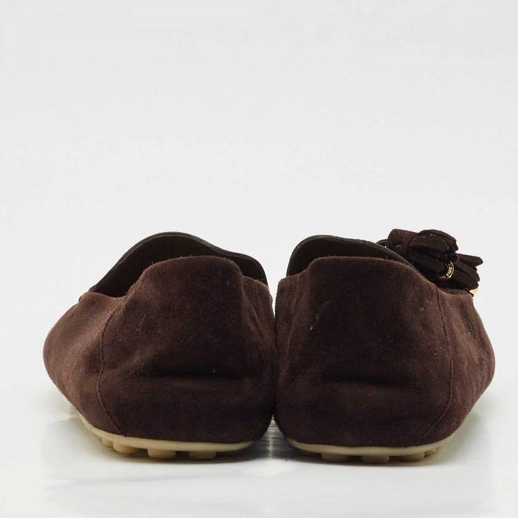 Pre Owned Loro Piana Brown Suede Dot Sole Walk Loafers Size 41