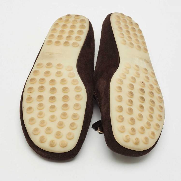 Pre Owned Loro Piana Brown Suede Dot Sole Walk Loafers Size 41