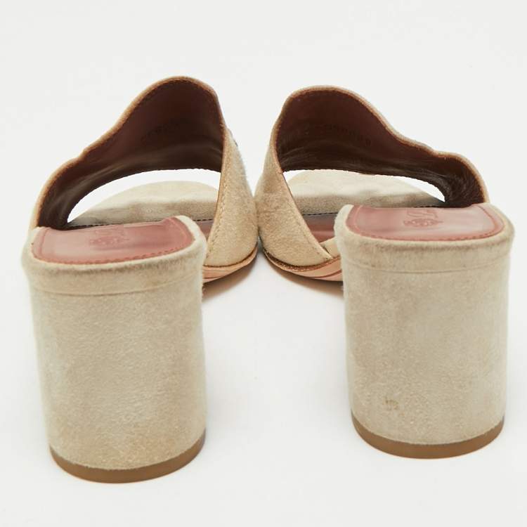 Pre Owned Loro Piana Beige Suede Summer Charms Walk Slide Sandals Size 35