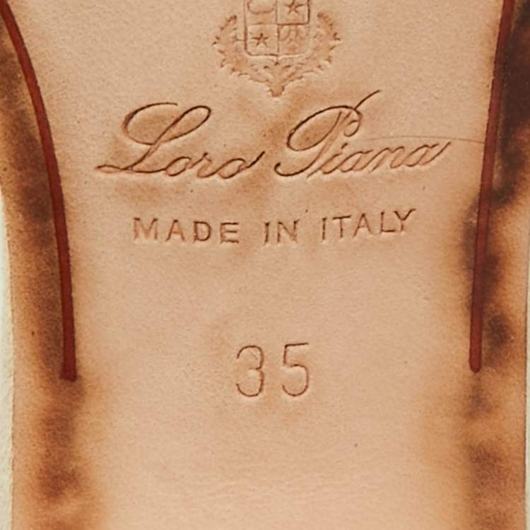 Pre Owned Loro Piana Beige Suede Summer Charms Walk Slide Sandals Size 35