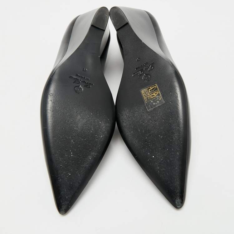 Pre Owned Loro Piana Black Leather Viola Wedge Pumps Size 41