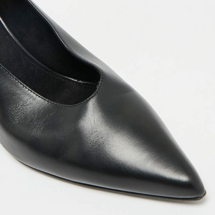 Pre Owned Loro Piana Black Leather Viola Wedge Pumps Size 41