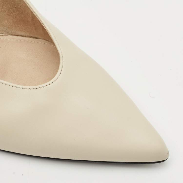 Pre Owned Loro Piana Cream Leather Wedge Pumps Size 41