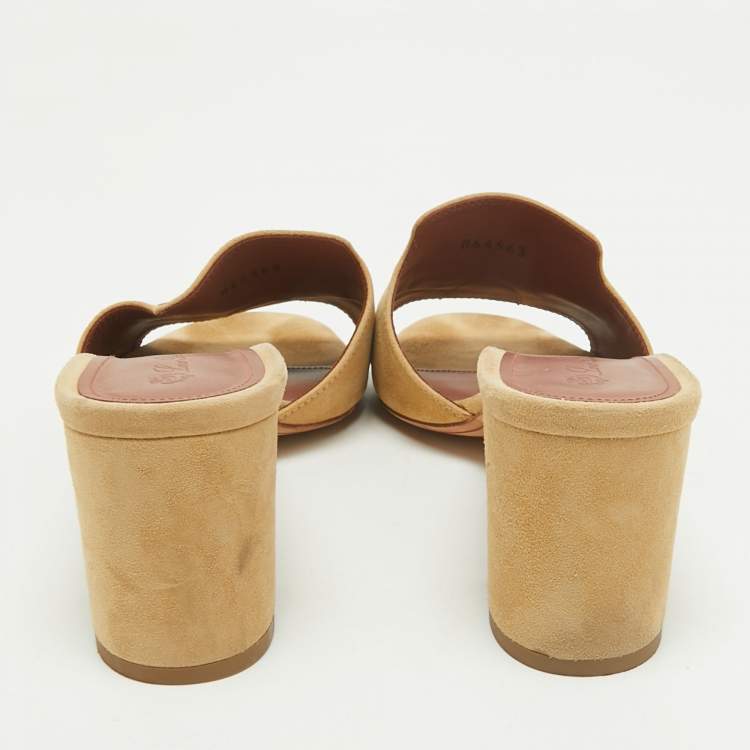 Pre Owned Loro Piana Beige Suede Summer Charms Slide Sandals Size 39.5