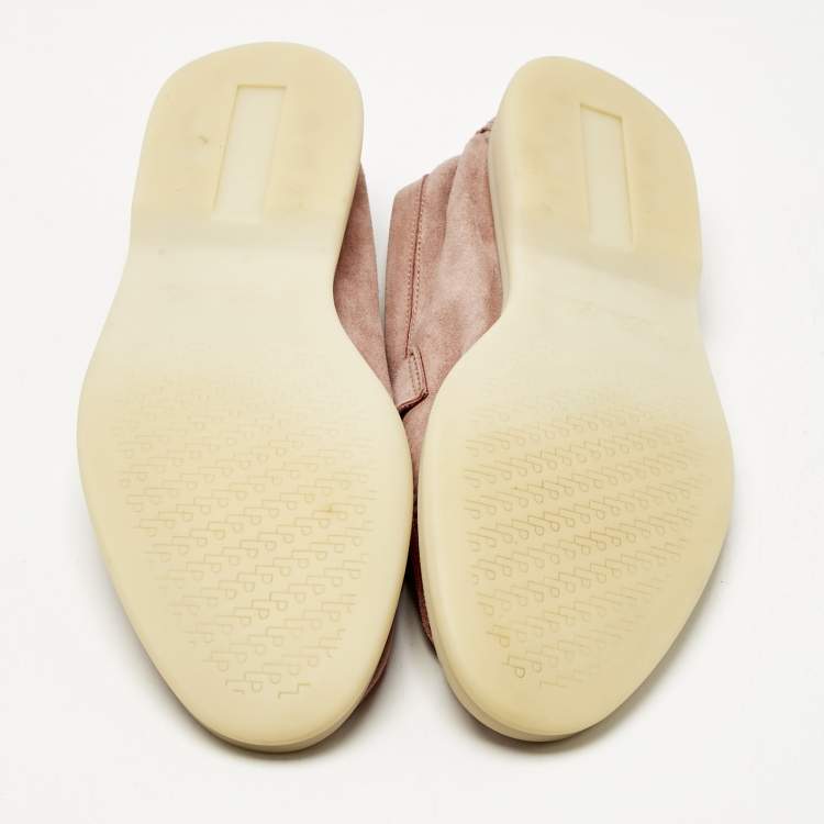 Pre Owned Loro Piana Dakr Pink Suede Summer Charms Walk Loafers Size 39