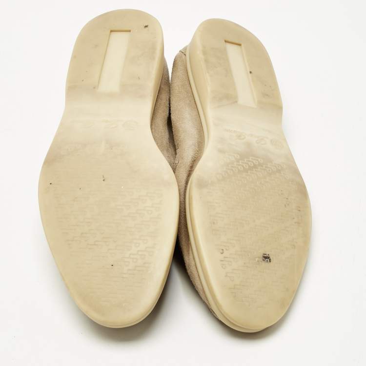 مملوكة مسبقًا Loro Piana Beige Suede Summer Charms Walk Loafers Size 39