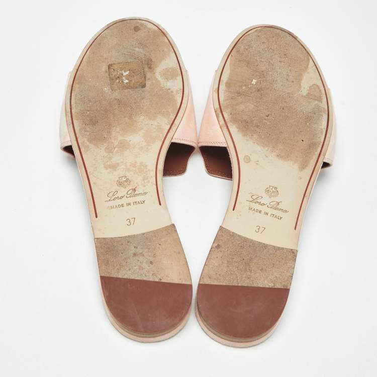 Pre Owned Loro Piana Pink Suede Summer Charms Flat Slides Size 37