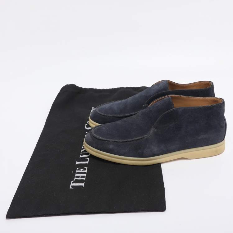Pre Owned Loro Piana Blue Suede Ankle Length Boots Size 35.5