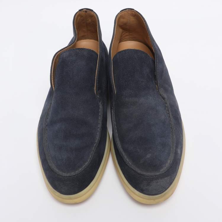 Pre Owned Loro Piana Blue Suede Ankle Length Boots Size 35.5