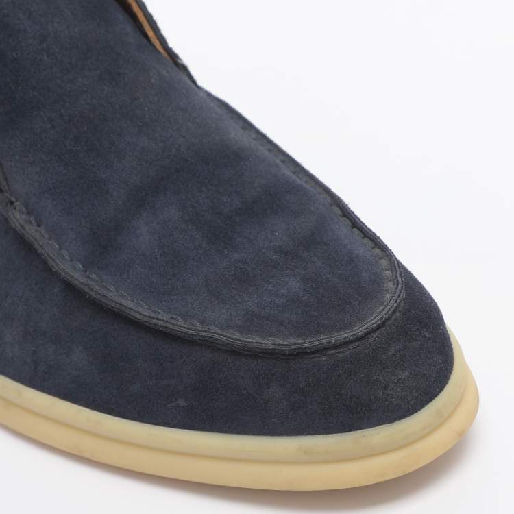 Pre Owned Loro Piana Blue Suede Ankle Length Boots Size 35.5