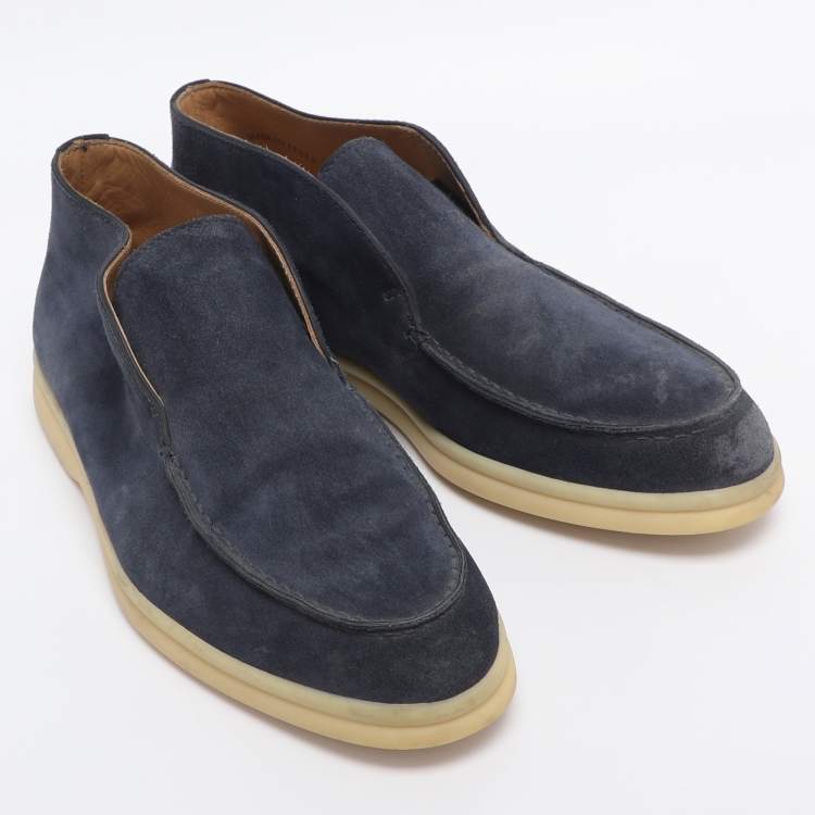 Pre Owned Loro Piana Blue Suede Ankle Length Boots Size 35.5