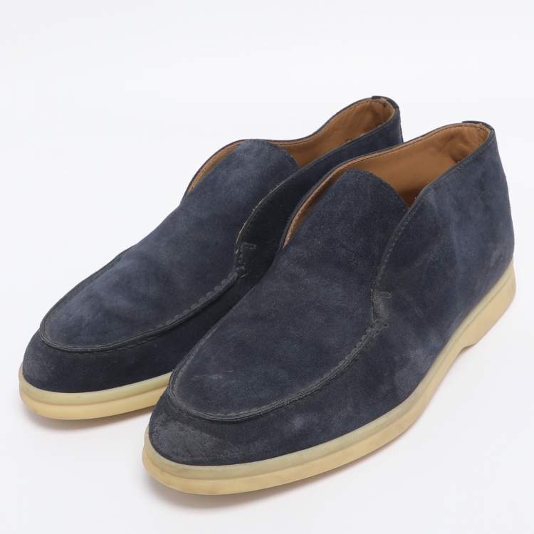 Pre Owned Loro Piana Blue Suede Ankle Length Boots Size 35.5