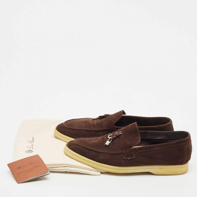 Pre Owned Loro Piana Brown Suede Summer Charms Walk Loafers Size 38