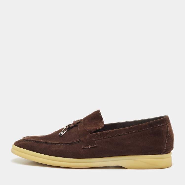 Pre Owned Loro Piana Brown Suede Summer Charms Walk Loafers Size 38